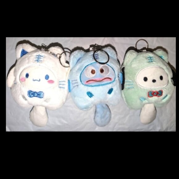 HELLO KITTY Characters Lot of 3 Plush Keychain - Backpack Pendant NEW - Picture 1 of 3